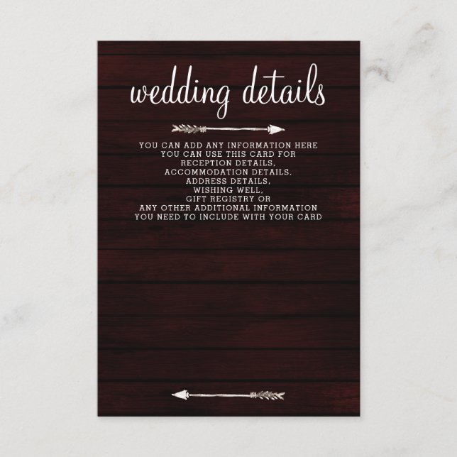 Burgundy barn wood floral sunflowers Wedding Enclosure Card (Front)