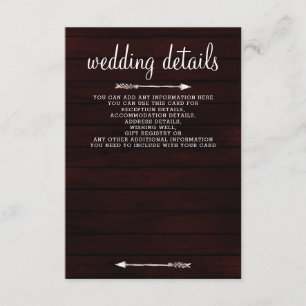 Burgundy barn wood floral sunflowers Wedding Enclosure Card