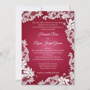Burgundy Baroque Lacy Floral Invitation