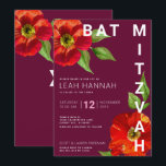 Burgundy Bat Mitzvah Floral Watercolor Modern Invitation<br><div class="desc">Be proud, rejoice and showcase this milestone of your favourite Bat Mitzvah with this sophisticated, personalised invitation! A chic, stunning, floral watercolor with modern san serif type overlays a burgundy background. Personalise the custom text with your Bat Mitzvah’s name, date, and venue information. Guaranteed to add stylish fun to her...</div>