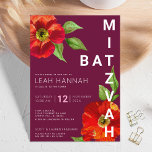 Burgundy Bat Mitzvah Floral Watercolor Modern Invitation<br><div class="desc">Be proud, rejoice and showcase this milestone of your favourite Bat Mitzvah with this sophisticated, personalised invitation! A chic, stunning, floral watercolor with modern san serif type overlays a burgundy background. Personalise the custom text with your Bat Mitzvah’s name, date, and venue information. Guaranteed to add stylish fun to her...</div>