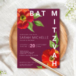 Burgundy Bat Mitzvah Modern Floral Watercolor Invitation<br><div class="desc">Be proud, rejoice and showcase this milestone of your favourite Bat Mitzvah with this sophisticated, personalised invitation! A chic, stunning, floral watercolor with modern san serif type overlays a burgundy background. Personalise the custom text with your Bat Mitzvah’s name, date, and venue information. Guaranteed to add stylish fun to her...</div>