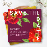 Burgundy Bat Mitzvah Red Floral Watercolor Modern Save The Date<br><div class="desc">Make sure all your friends and relatives will be able to celebrate your daughter’s milestone Bat Mitzvah! Send out this chic, stunning, red floral watercolor with modern san serif type against a burgundy background, personalised “Save the Date” announcement card. Faux gold foil, red floral watercolor and a white Star of...</div>