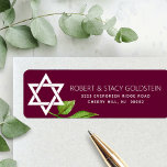 Burgundy Bat Mitzvah Star of David Return Address<br><div class="desc">Be proud, rejoice and showcase this milestone of your favorite Bat Mitzvah with this sophisticated, personalized return address label! A white Star of David, watercolor leaf, and modern san serif type overlay a burgundy background. Personalize the custom text with your name and address. Guaranteed to add stylish fun to all...</div>