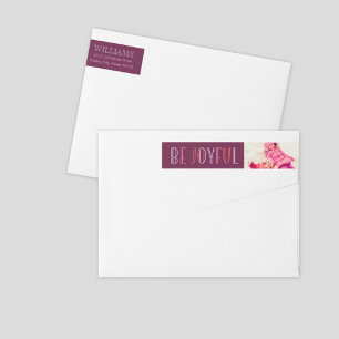 Burgundy Be Joyful Christmas Photo Wrap Around Label
