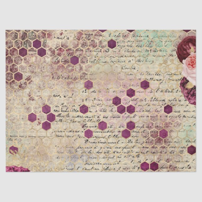 Burgundy Bee Series Design Eight Tissue Paper (Front)
