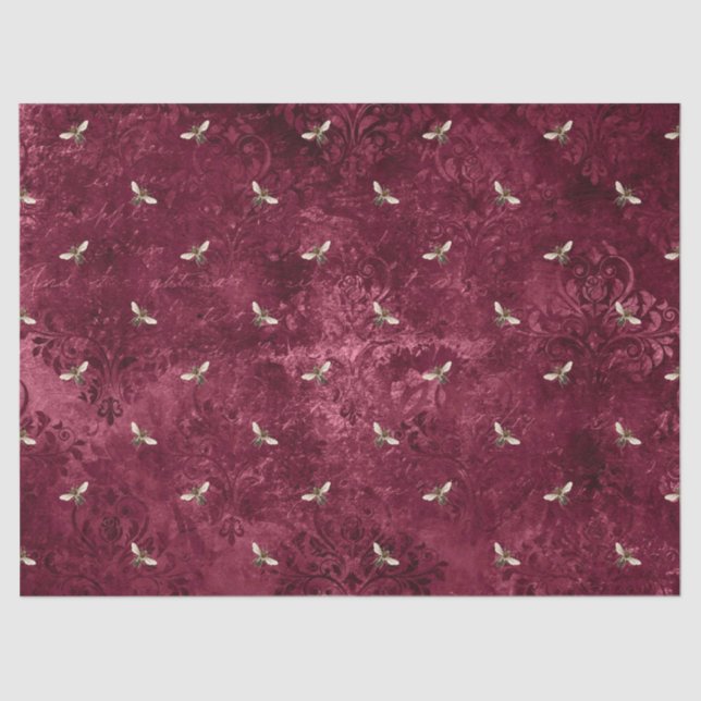 Burgundy Bee Series Design Fourteen Tissue Paper (Front)