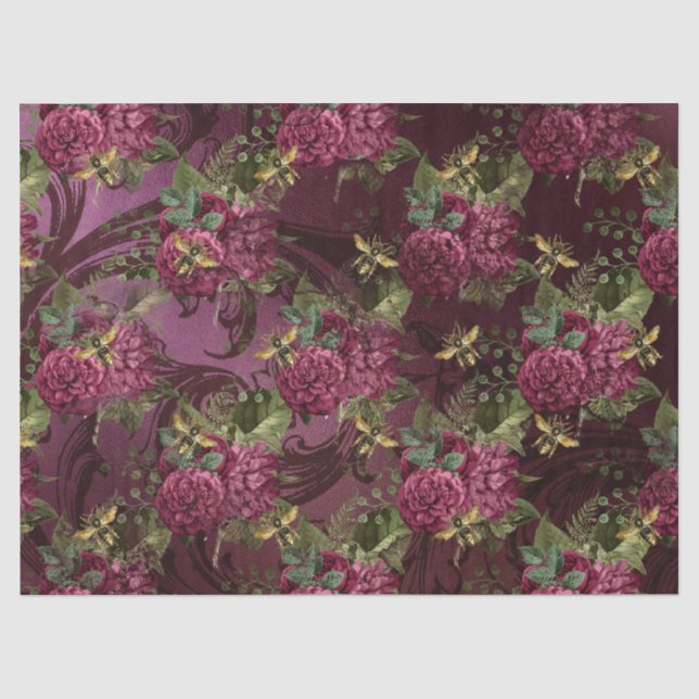 Burgundy Bee Series Design Six Tissue Paper (Front)