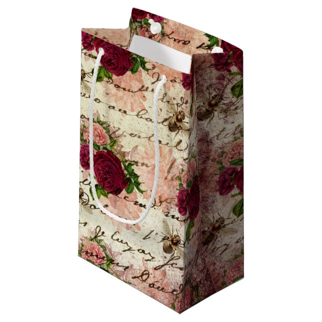 Burgundy Bee Series Design Three Small Gift Bag (Front Angled)