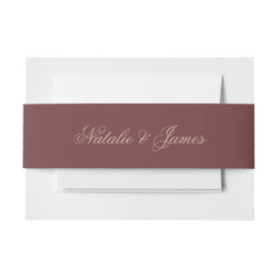 Burgundy Beige Old Money Boho Wedding Invitation Belly Band