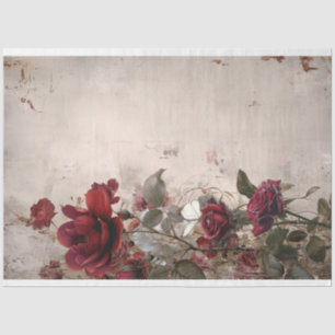 Burgundy & Beige, Roses Floral, Shabby Chic Tissue Paper