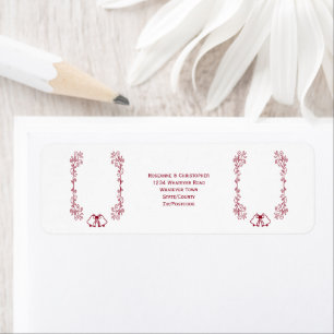 Burgundy Bells Scrollwork Wedding Return Address