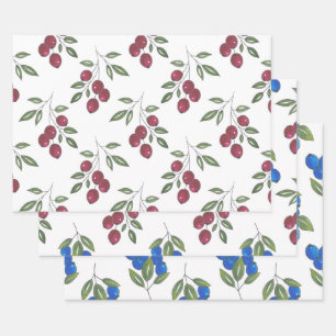 Burgundy Berries Patterns Wrapping Paper