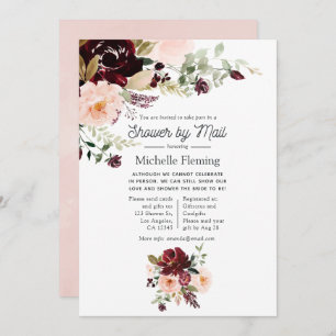 Burgundy Berry and Blush Floral Shower by Mail Invitation