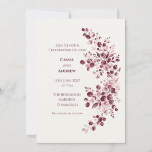 Burgundy Berry Floral Wedding Invitation