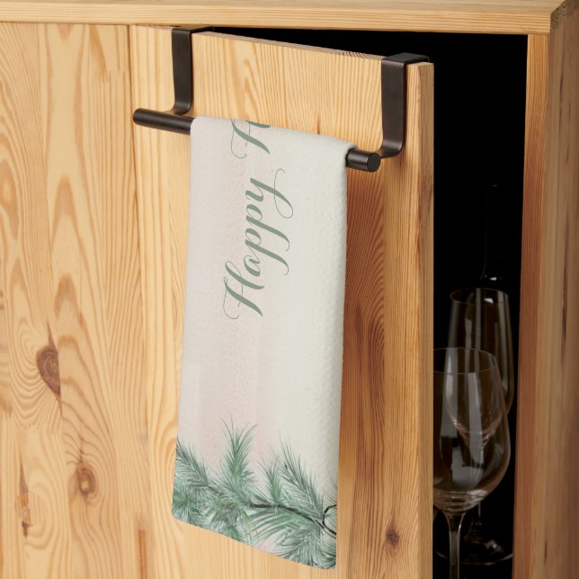 Burgundy Berry Holly & Berry Kitchen Towel (Thirds Fold)