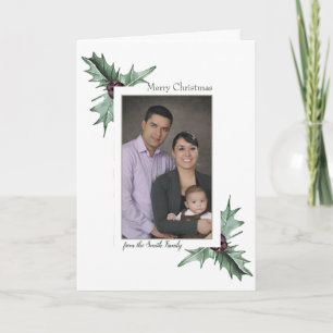 Burgundy Berry & Holly Christmas Photo Holiday Card