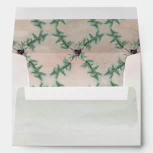 Burgundy Berry Holly Pine Christmas Envelope