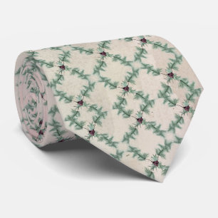 Burgundy Berry Holly Pine Christmas Tie