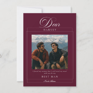 Burgundy Best Man Wedding Proposal Photo Card