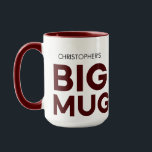 Burgundy Big Mug | Huge Mug | Custom Name Mug<br><div class="desc">Elevate your coffee or tea experience with our customizable jumbo mug, designed for those who appreciate simplicity and functionality. The minimalist masculine font adds a touch of sophistication, making it perfect for daily use or as a thoughtful gift. The text "Christopher's BIG MUG" can be customized with any name and...</div>