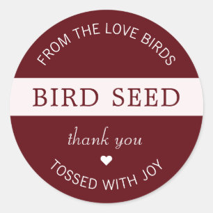 Burgundy Bird Seed Toss Wedding Favours Classic Round Sticker