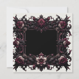 Burgundy Black Blank Card Template, Invitation