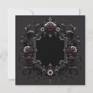 Burgundy Black Blank Card Template, Invitation