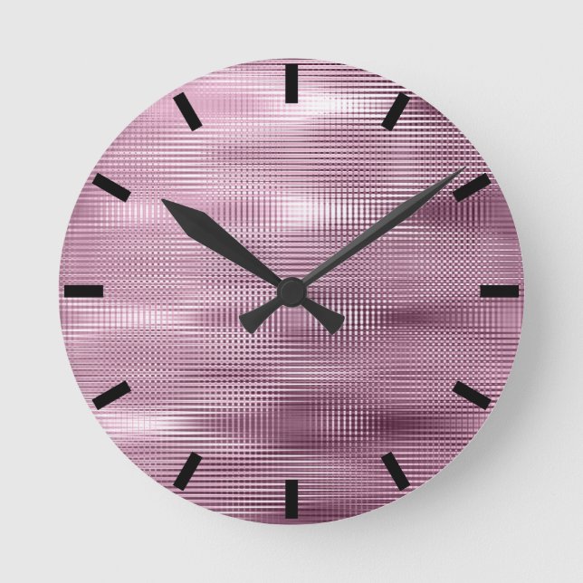 Burgundy Black Bordeaux Metallic Abstract Lux Round Clock (Front)