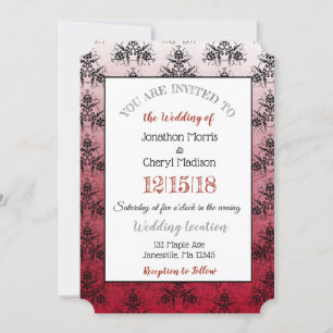 Burgundy Black Damask Classy Wedding invitations