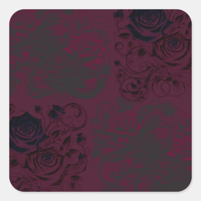 Burgundy & Black Dark Garden Gothic Glam Wedding Square Sticker (Front)