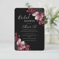 Burgundy & Black Elegant Floral Bridal 