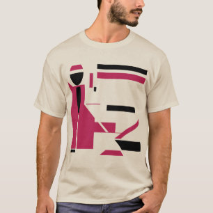 Burgundy Black Geometric Figure-like Art MCM Look T-Shirt