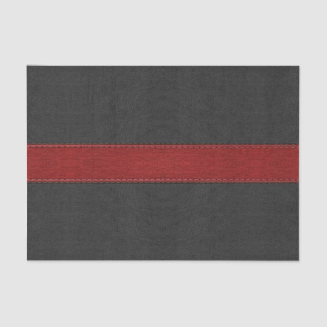 Burgundy & Black Leather Texture Print Tissue Paper (Front)