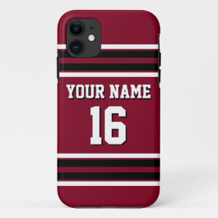 Burgundy Black Team Jersey Custom Number Name iPhone 11 Case