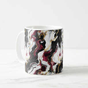 Burgundy Black White Swirl Abstract Coffee Mug