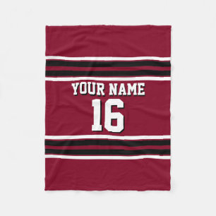 Burgundy Black Wht Team Jersey Custom Number Name Fleece Blanket