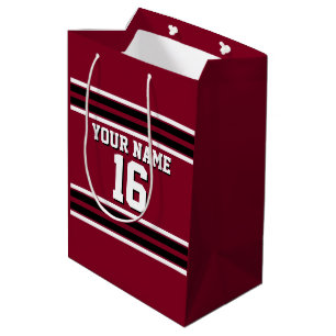 Burgundy Black Wht Team Jersey Custom Number Name Medium Gift Bag