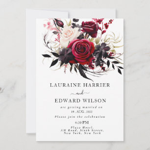 Burgundy Bliss: Elegant Floral Vine Pattern in Win Invitation