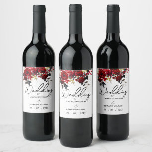 Burgundy Bliss: Elegant Floral Vine Pattern in Win Wine Label