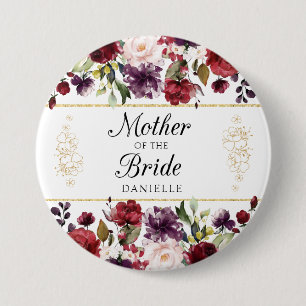 Burgundy Bliss Mother of the Bride Monogrammed Pin