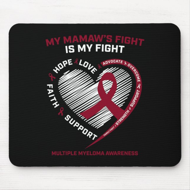 Burgundy Blood Cancer Mamaw Fight Multiple Myeloma Mouse Mat (Front)