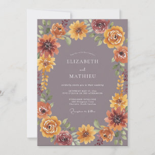 Burgundy Bloom Autumnal Romance Wedding Invitation