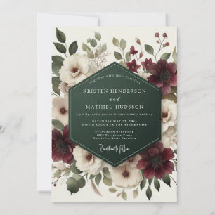 Burgundy Bloom Ethereal Wedding Invitation