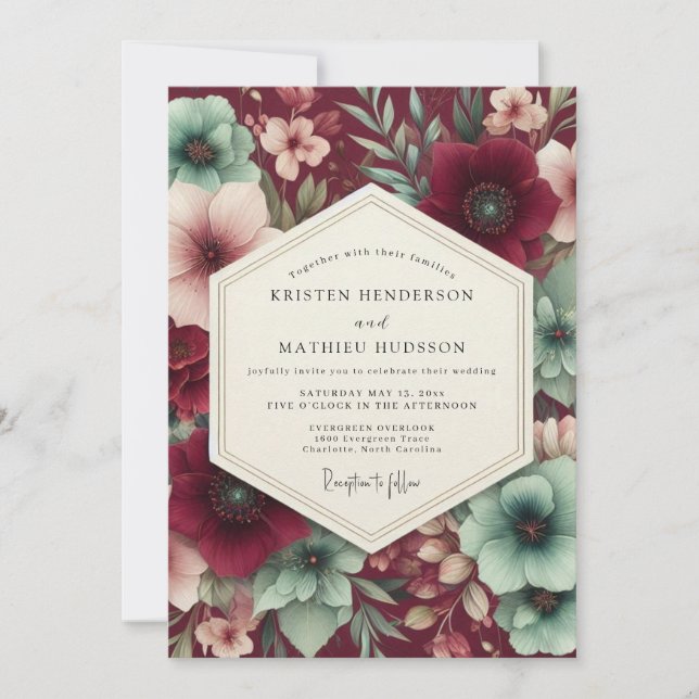 Burgundy Bloom Harvest Wedding Invitation (Front)