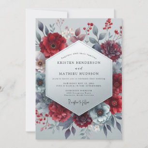 Burgundy Bloom Moody Wedding Invitation