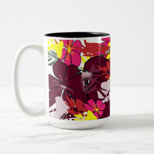 Burgundy Bloom Pop — Floral Abstract Mug