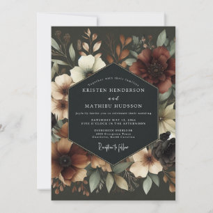 Burgundy Bloom Woodland Wedding Invitation