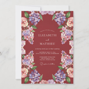 Burgundy Blooming Arch Flourish Wedding Invitation