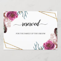 Burgundy Blossom Wedding Reserved Seating Sign